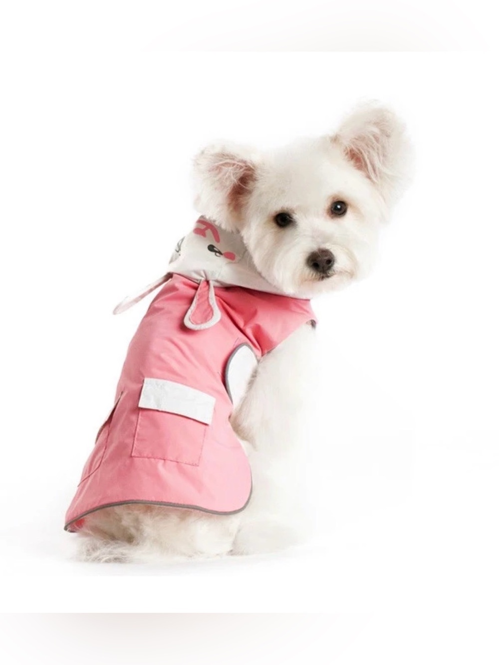 Pink Hooded Dog Coat with Pocket - size XSmall Rain Jacket
